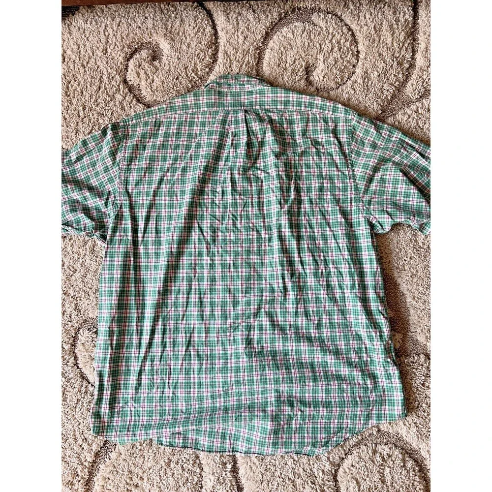 VTG Polo Ralph Lauren Shirt Mens XXL Green Plaid Tilden Golf Crest Short Sleeve - Picture 5 of 7